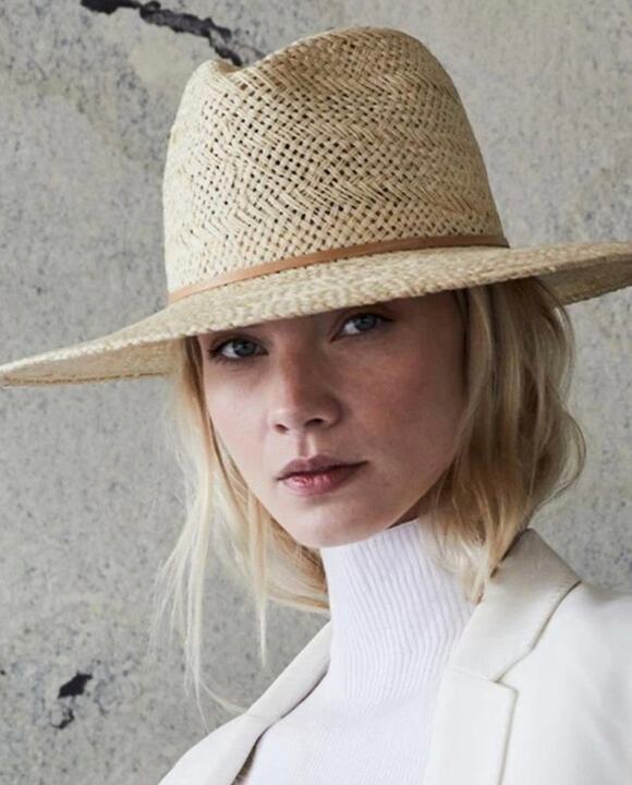 Janessa Leone Hart Straw Fedora Small Jute Packable Summer Sun Tan Neutral main image 5